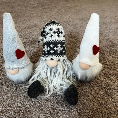 Triplets of Gnomes Small Gray and White Gnomes Stocking - Etsy