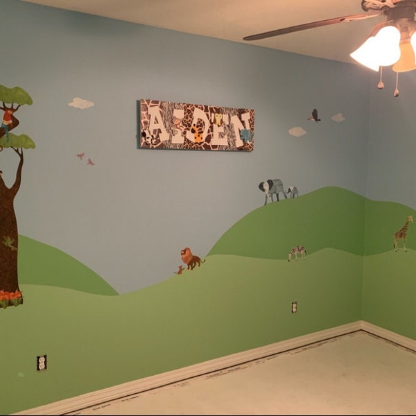 Jungle Safari Wall Decals – Peel & Stick Tree Sticker and Jungle Animal ...
