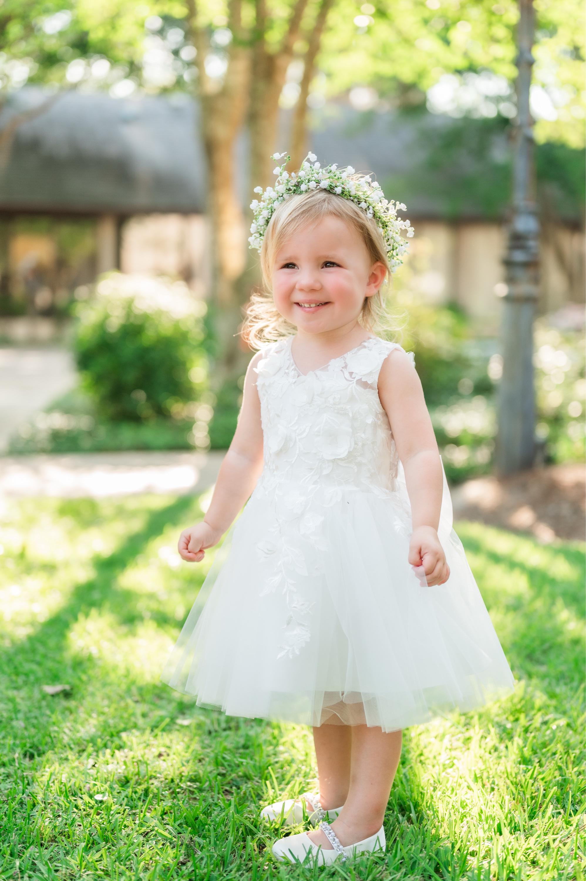 Ivory flower girl dress sheer back wedding dress bridesmaid dress kid dress No. 12