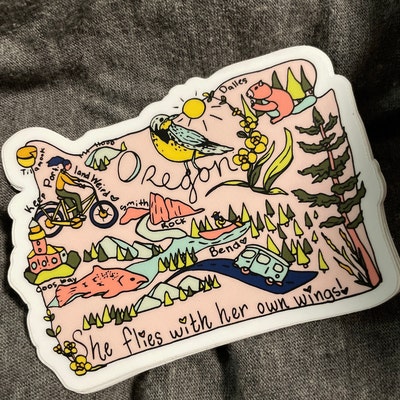 Squiddy Oregon Retro Letters Sticker - Vinyl Decal 3" Wide For Phones & Laptops