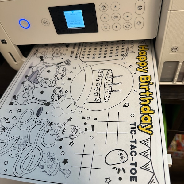 Minions Birthday Coloring Placemat | Coloring for Kids | Instant ...