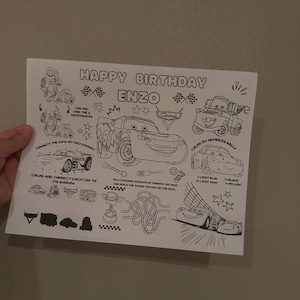 Cars Birthday Coloring Page, Lightning Mcqueen Party Favors ...
