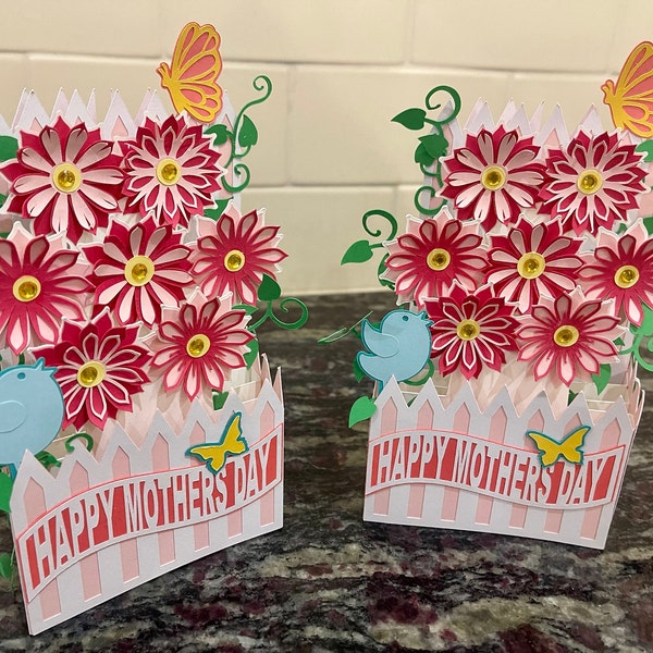 Whimsy Floral Garden Card in A Box 3D SVG - Etsy