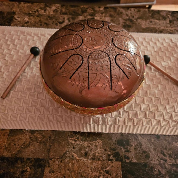 Beautiful OM Carving Happy Drum (steel Drum/handpan) Musical Instrument ...