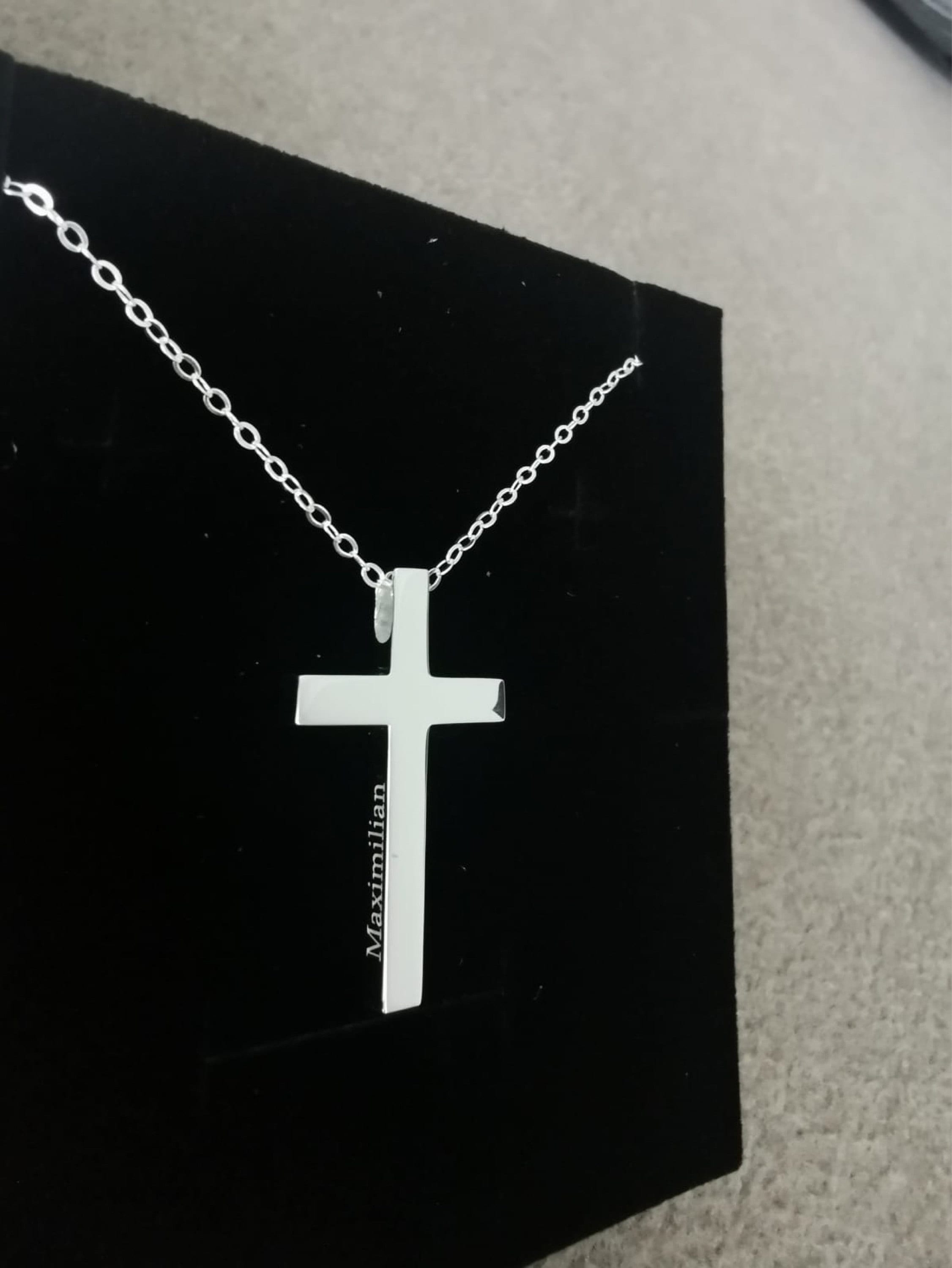 Personalized Cross Necklace in Gold / Silver / Rose Gold, Custom Bible Verse and Name Engraving, Religious Jewelry Gift for her