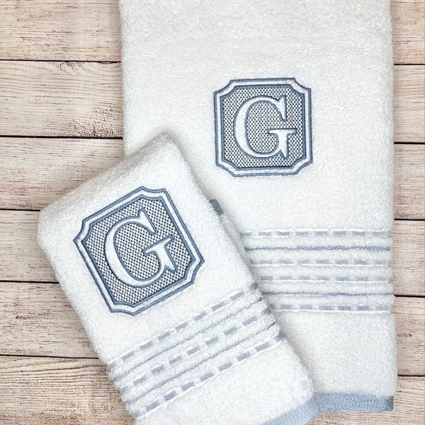 Embossed Square & Clover Royal Monogram Embroidery Design Bundle for ...