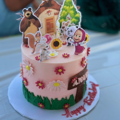 Masha and the Bear Cake &amp; Cupcake Topper Printable, Digital Download - Etsy