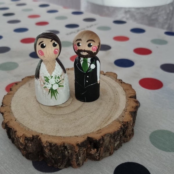 Bride and Groom Wedding Cake Topper Wedding Topper Peg Doll Family - Etsy