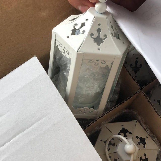 6-Piece White Vintage LED Lantern Set - Rustic Home Decor, Wedding Centerpiece, Battery Operated