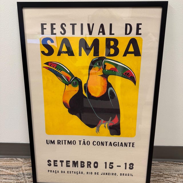 Toucan Samba Festival Poster, Vintage Mid Century Modern Art