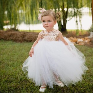 Rose Gold Flower Girl Dress, Rose Gold Sequin Sleeveless Tutu Dress ...