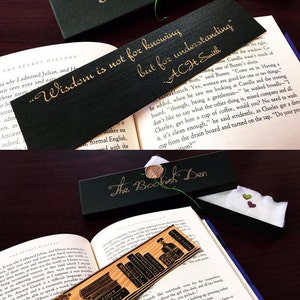 dark academia shelf wooden bookmark aesthetic bookshelf etsy