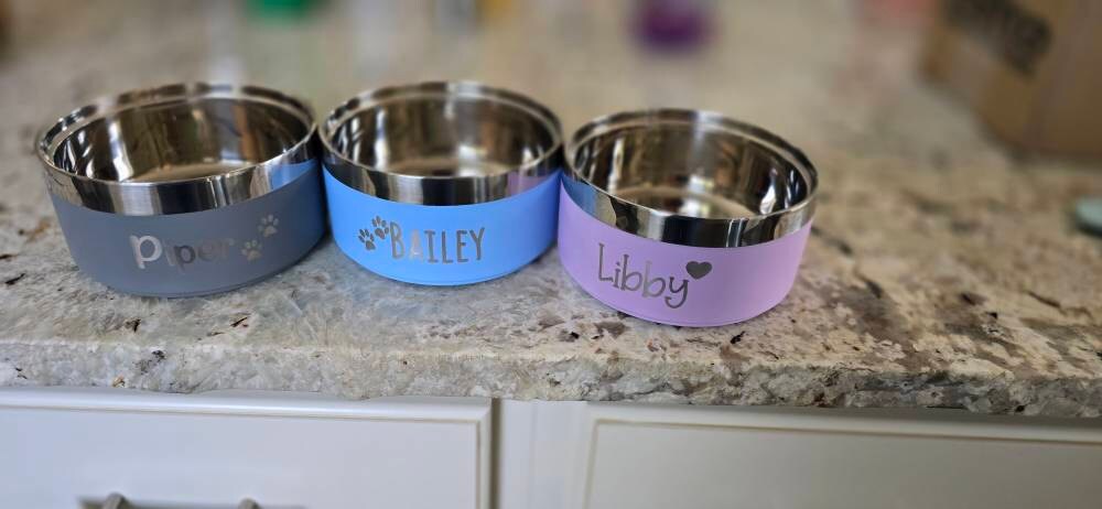 Custom Dog Bowl, Personalized Dog Food Bowl with Name, Dog Food/Water Bowls, Small-Large Bowls for Pet, Stainless Steel Cat Feeder Bowl Pet Gift