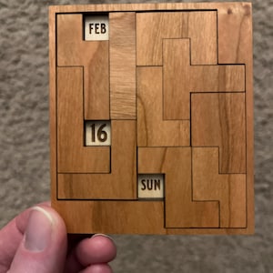 100% Hardwood Daily Calendar Puzzle - 3" x 3.4"