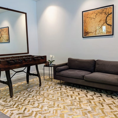 Golden: Hand Patched and Hand Stitched Cowhide Rug - Etsy