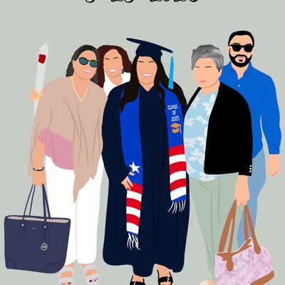 Senior. Graduation Gift. Custom Minimalist Portrait. Faceless Digital ...