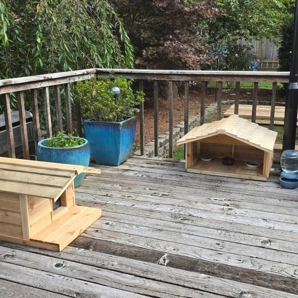 View of Large Outdoor Cat Feeding Station - Food Shelter for Feral Cats - Etsy
