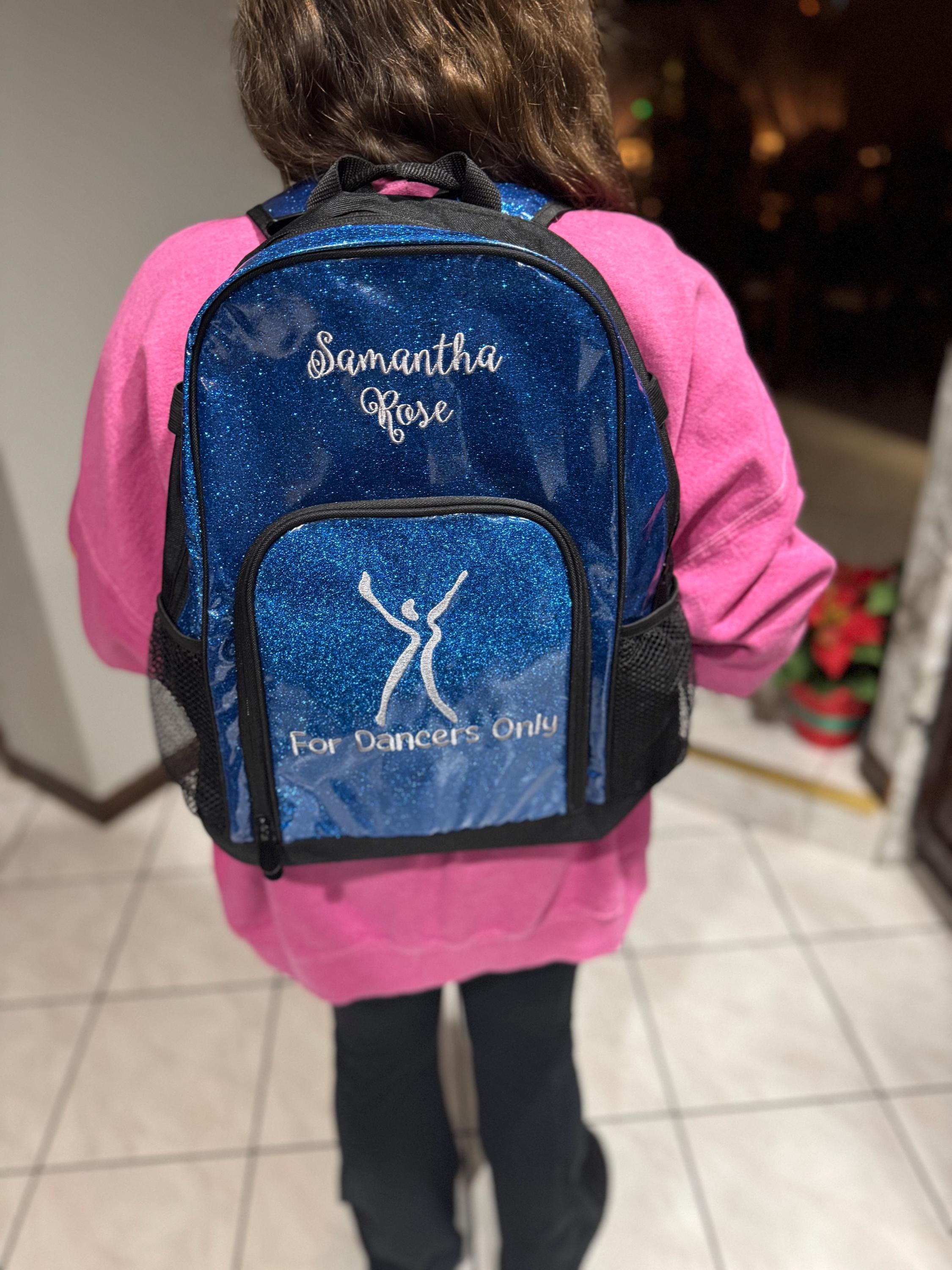 Personalized Embroidered GLITTER Backpack Cheer Bag Sports Backpack - 6 Colors