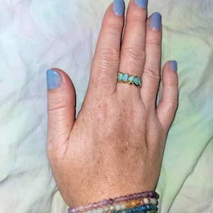 Customer photo from Sarah, 5 Stone Raw Opal Ring in Yellow Gold