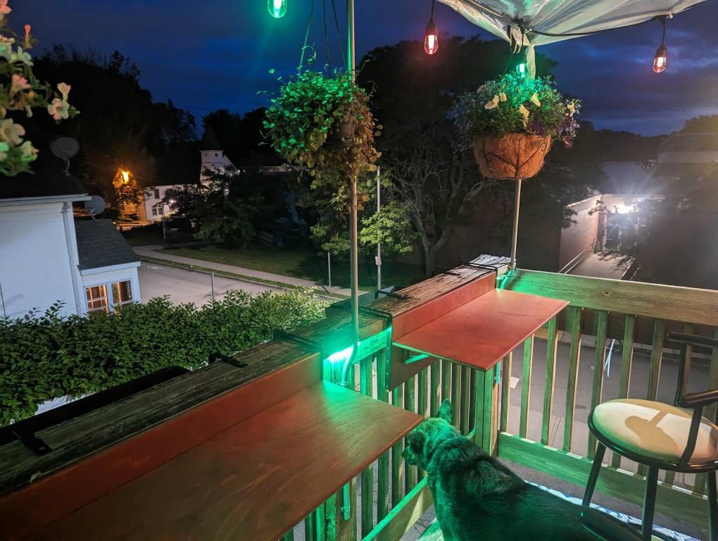 Folding Space Saving Bar Table for Deck, Veranda and Porch Railings, Balcony Bar Table Hanging over Railing, Outdoor Foldable Railing Table