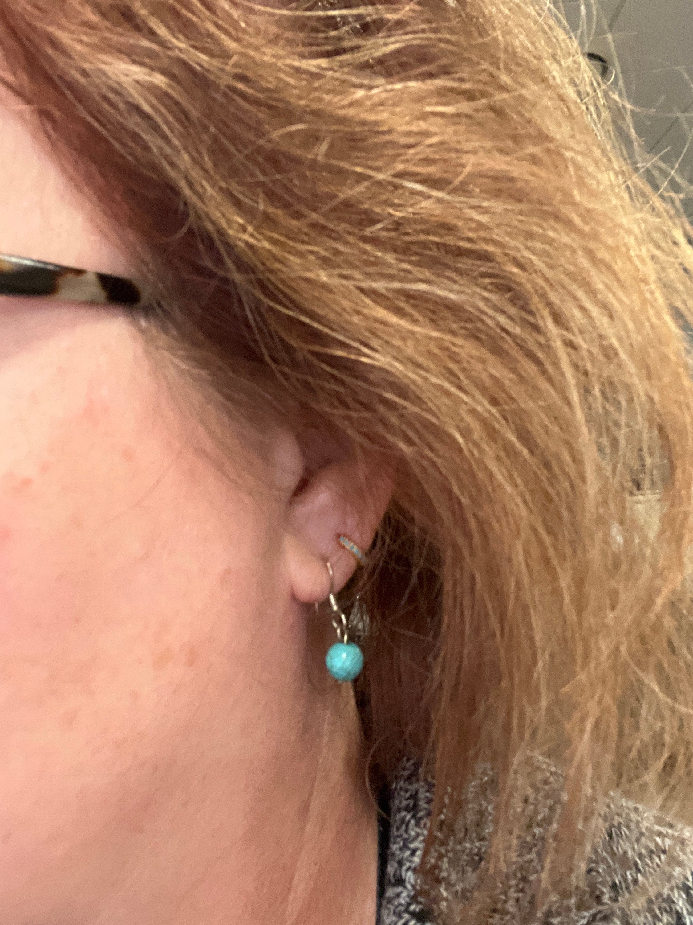 Turquoise Huggie Earrings • Small Hoop Earrings • Perfect Boho Gemstone Earrings • Summer Earrings • Birthday Gift for Her • ER144