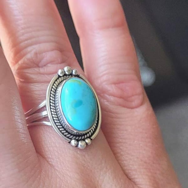 Turquoise Ring ~ Sterling Silver 925 ~ Handmade ~ Statement ~ Hippie ...