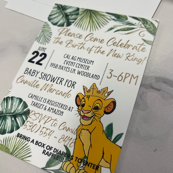 Lion King Baby Shower Invitation Editable, Simba Baby Shower Invite ...