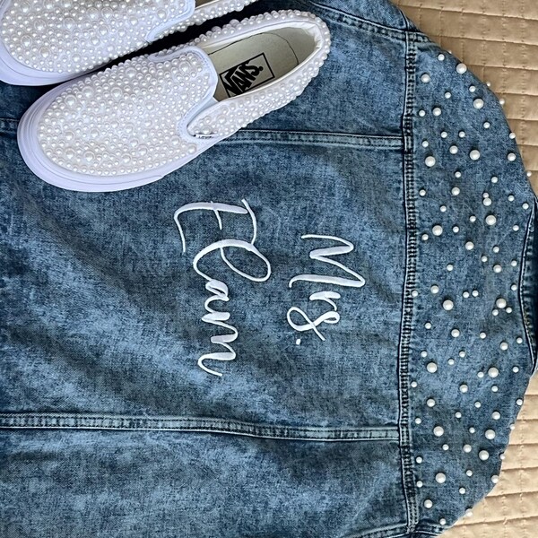 Bride Jean Jacket, Personalized Bridal Jean Jacket, Bride Denim Jacket ...