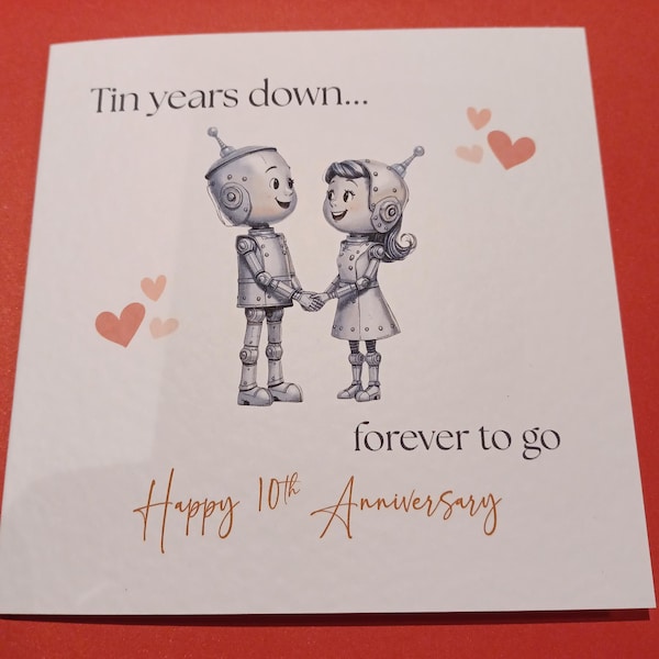 10 Year Tin Anniversary Card – Funny Romantic “tin Years Down Forever ...