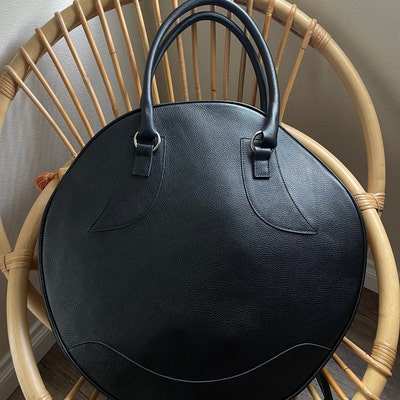 NEW Black Genuine Leather Bag / High Quality Tote Circle Large Bag ...