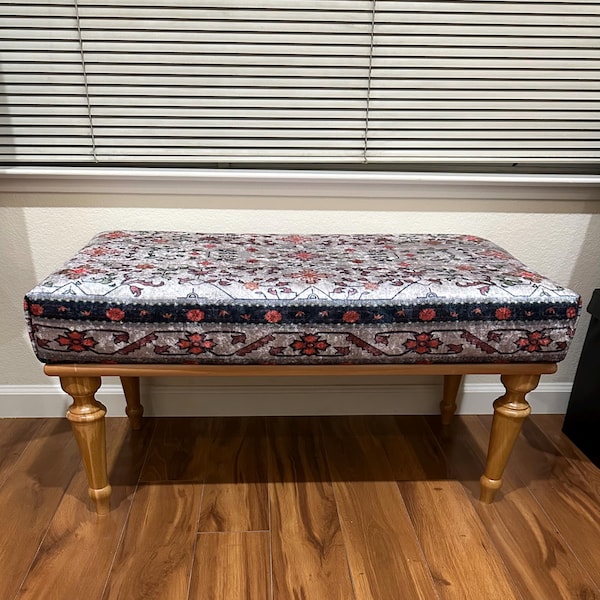 Floral Pattern Bench, Bench With Cushion, Ottoman Bench, Bench for ...