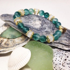 46 Natural Jade Beads Two Tone Caribbean Sea Green 8mm 1 | Etsy