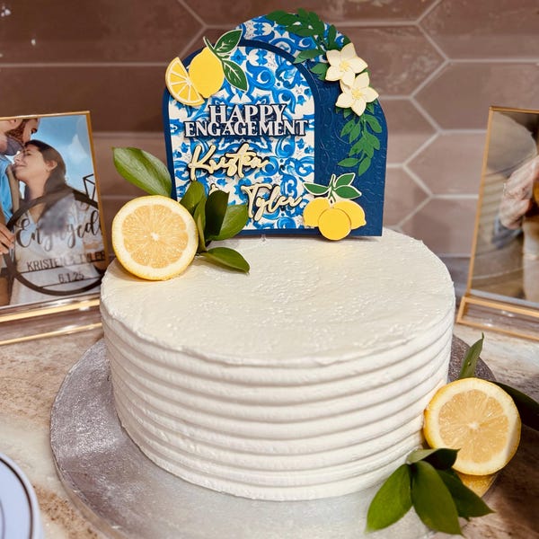 Amalfi Coast Cake Topper, Lemon Birthday Decor, Yellow and Blue ...