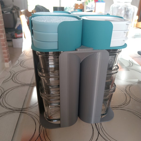 Rangement Pour 12 Pots + 12 Couvercles Yaourtière Seb Multidélices - Fabriqué En France