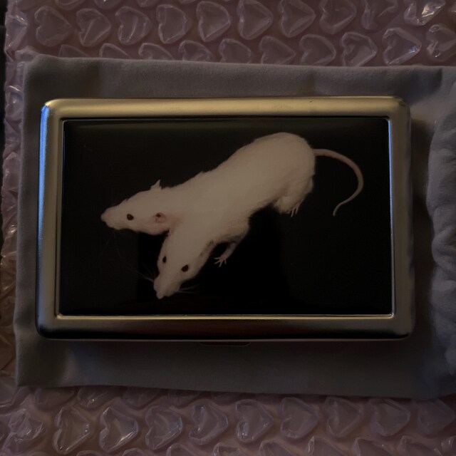 Two Headed Rat Cigarette Case Zigarettenetui Wallet Vintage Metal