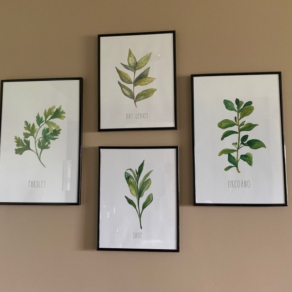 botanical herb prints set of 4 unframed botanical herb... Herb Prints, Botanical Print, Herb Print Set, Printable Wall Art ...