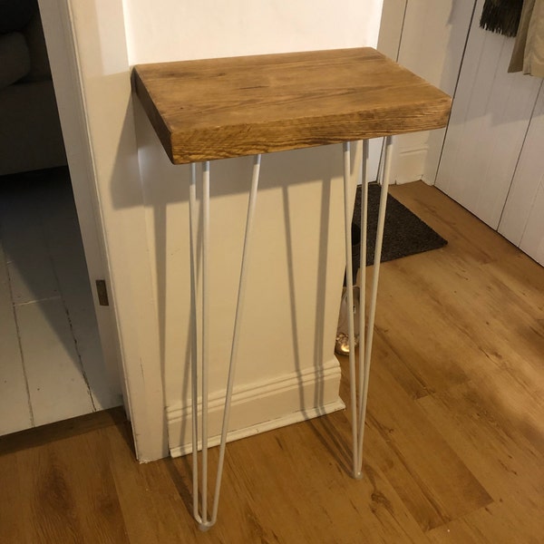 Rustic Console Table With White Hair Pin Legs Reclaimed Treated Timber ...