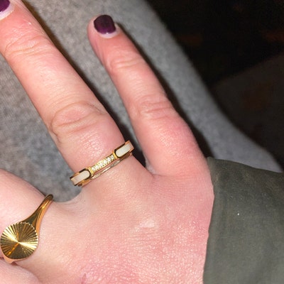 Mother of Pearl Ring, Tarnish Free Ring, 18K Pvd Gold Minimal Ring ...