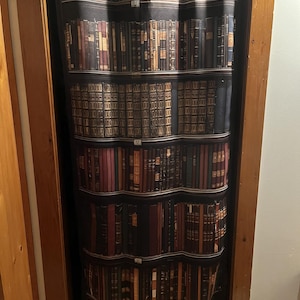 Tende vintage per libreria, libreria didattica, studio, libreria, tendaggi per finestre, per soggiorno, camera da letto, decorazione in classe, in legno antico, set di 2 pannelli, 107 x 114 cm