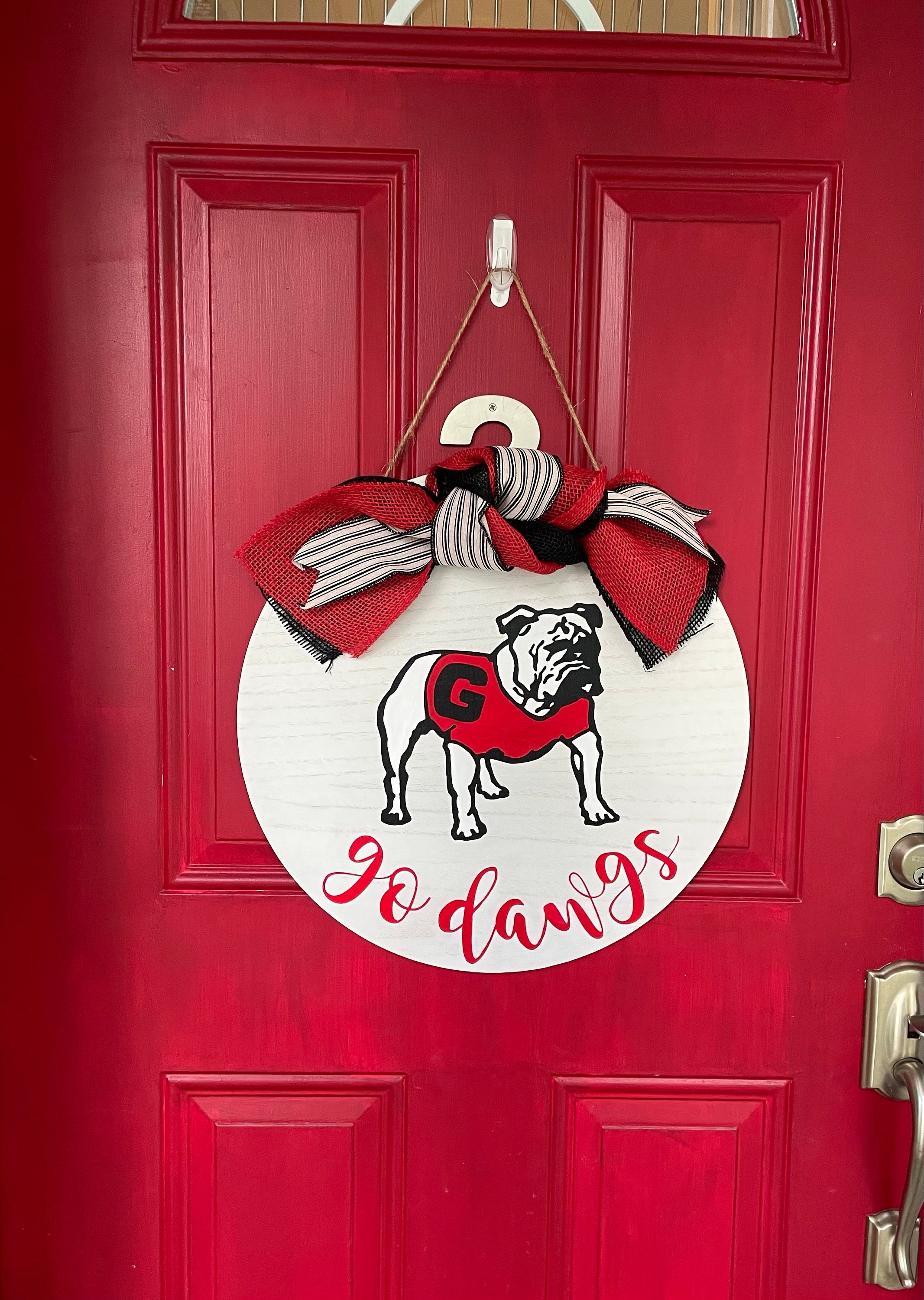 Bulldog Door Hanger, Front Door Decor, Go Dawgs, Bulldog sign, Georgia Sign, Football Decor, Football sign