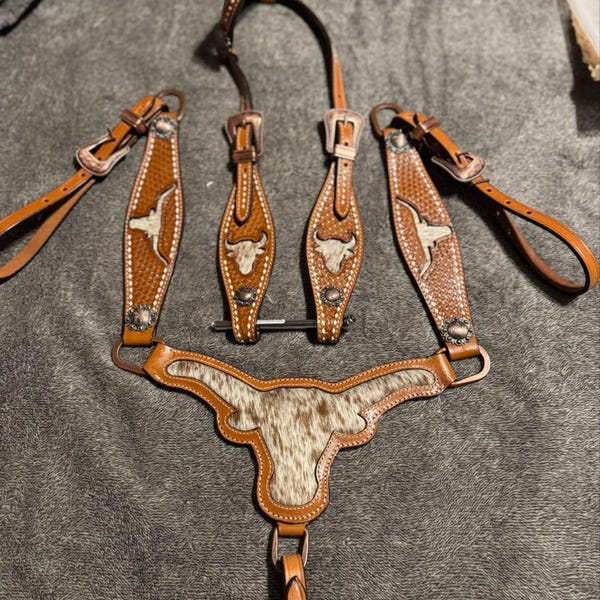 Ensemble de colliers de bride en cuir western : bleu royal délavé à l
