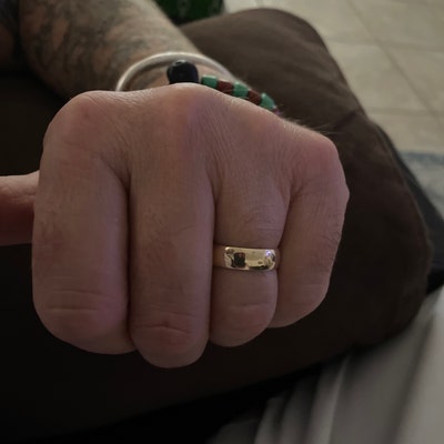 Men's 10mm Hammered Wedding Band In Solid 10k Yellow Gold - Size 9.75, Polished Finish - View #11