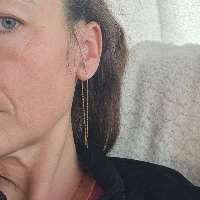 Boucles D'oreilles Pendantes Chaîne Avec Strass Vert - Argent 925, Neuves Avec étiquettes