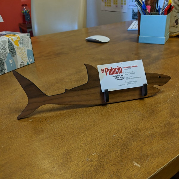 Shark Business Card Holder for Desk Gift for Boss, Handmade Office Gift