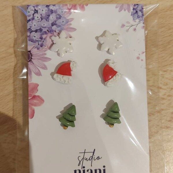 Christmas Stud Earrings Set For Women - 6-12 Pairs Holiday Theme Jewelry