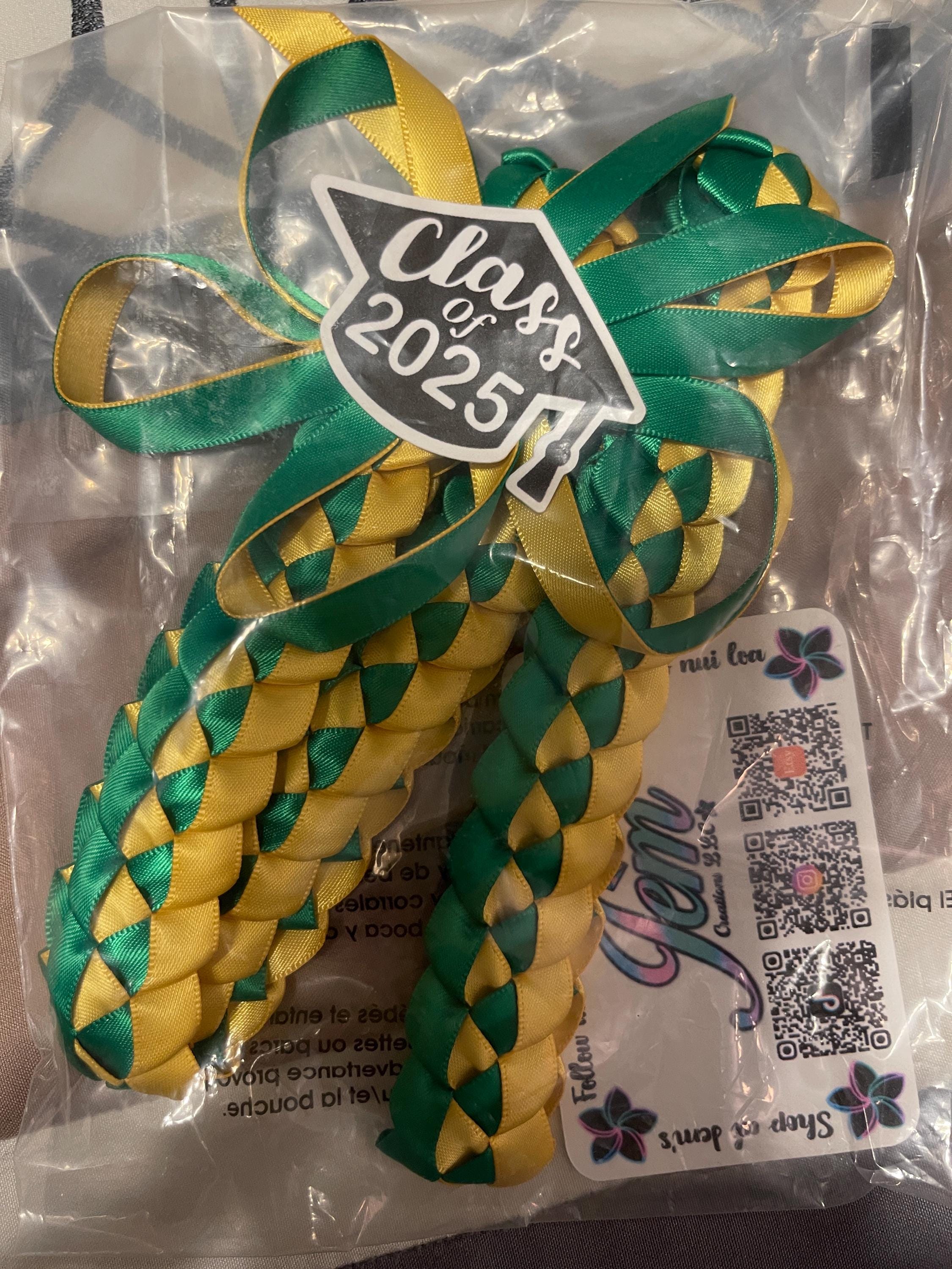 Graduation lei with Class of 2025 bow  | Single Braided Lei || Customized | Graduation gift