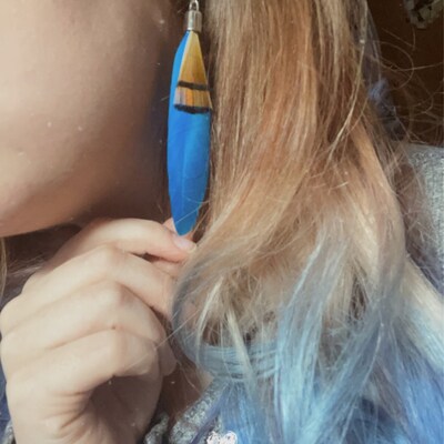 Boucles D'oreilles Rachel Amber - Inspirées Life Is Strange - Plume Bleue - Neuf Avec étiquettes