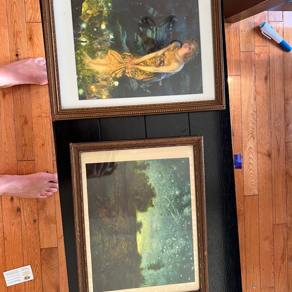 Vintage Nude Edwardian Painting, Nude Woman at Dressing Table, Antique