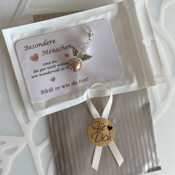 Schutzengel Schlüsselanhänger Set - Perlenengel Mit Karte Geschenkidee