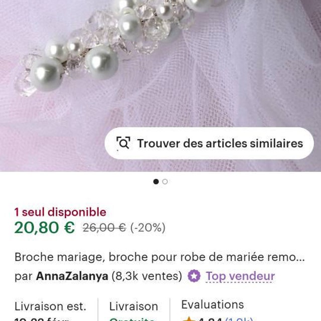 Broche Attache Traine Pour Robe De Mariée - Noir Et Blanc Avec Plumes - Neuf Avec étiquettes